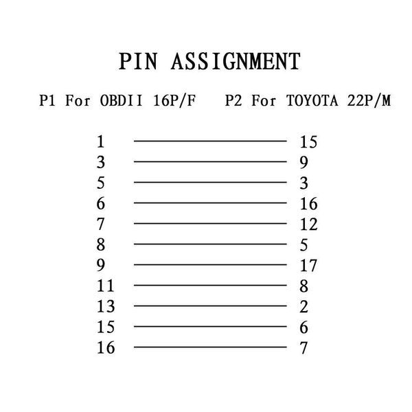 Перехідник OBD2 Toyota 22 pin для підключення до діагностики авто Toyota (22pin - 16pin) р0100 фото