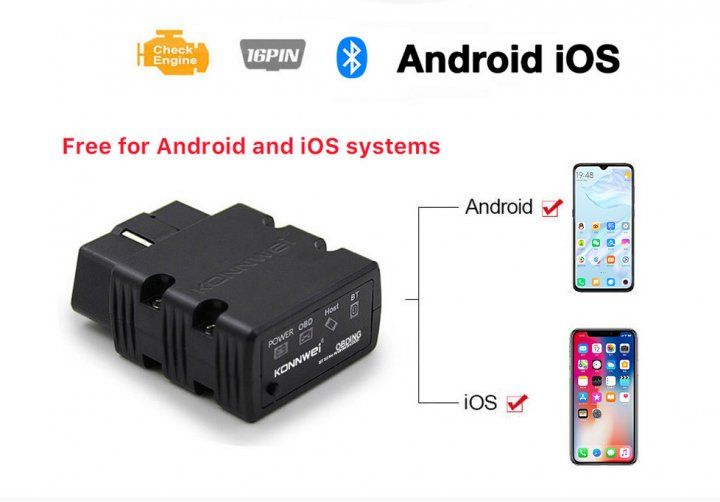 Диагностический сканер KONNWEI KW902 OBD2 Bluetooth 5.0 для Android и IOS Pic18f25k80 р0421 фото