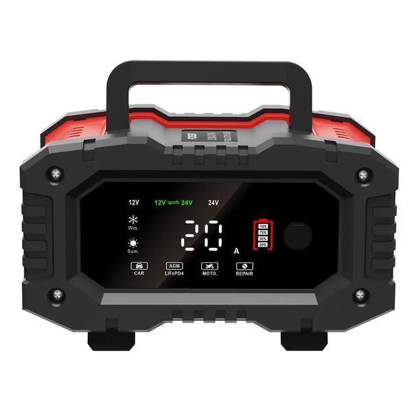 Зарядний пристрій Foxsur FPT 200 12V 20A / 24V 10A для автомобільних акумуляторів p00177 фото