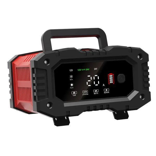 Зарядний пристрій Foxsur FPT 200 12V 20A / 24V 10A для автомобільних акумуляторів p00177 фото