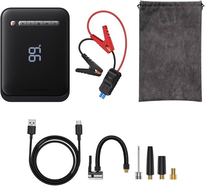 Автомобильное пуско-зарядное устройство с насосом Baseus Super Energy 2-in-1 Jump Starter（1000A）Black 00368 фото