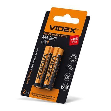 Батарейка сольова Videx R03P/AAA 2шт SMALL BLISTER VIDEX_R03P/AAA фото