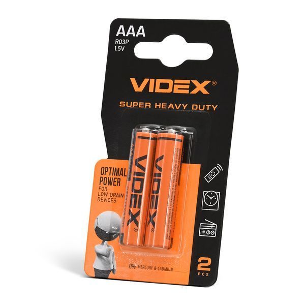 Батарейка сольова Videx R03P/AAA 2шт SMALL BLISTER VIDEX_R03P/AAA фото
