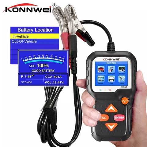 Профессиональный тестер аккумуляторных батарей и генератора Konnwei KW650 (АКБ) р0556 фото