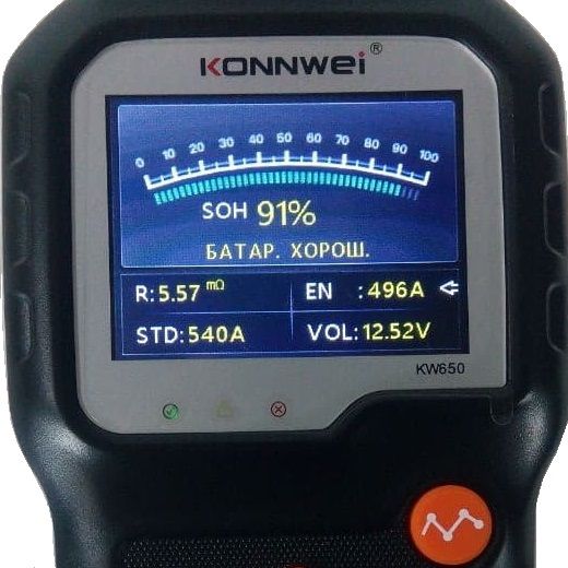 Професійний тестер акумуляторних батарей та генератора Konnwei KW650 (АКБ) р0556 фото