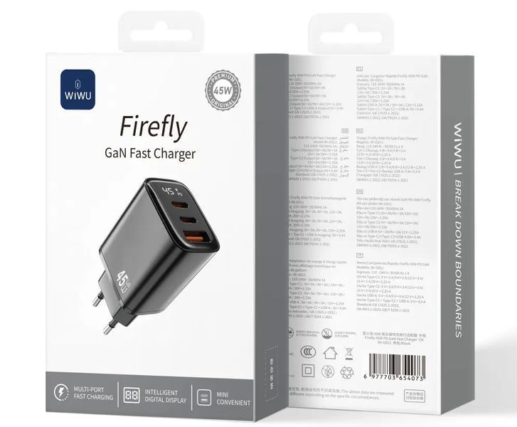 Мережевий зарядний пристрій WIWU Wi-G011 45W Black р0700 фото