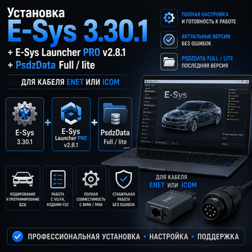 Встановлення E-Sys 3.30.1 + E-Sys Launcher PRO v2.8.1 + PsdzData Full / lite для кабеля Enet або icom ustanovka E-Sys фото